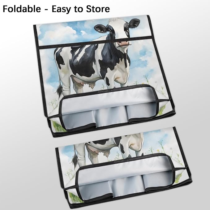 Kitchen Aid Mixer Cover Flower Animal Cow Stand Mixer Cover Compatible with 6-8 Quarts Stand Mixers, Dust Covers with Zipper Pocket Foldable Washable Kitchen Aid Organizer Bag