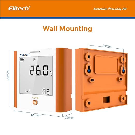Elitech 100,000 Points Digital Temperature Humidity Data Logger Medical Refrigerator Thermometer Vaccine Fridge Temperature Monitor Max Min Average Value GSP-8