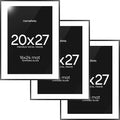 Homeforia 20x27 Picture Frame Black, High End Metal 20x27 Poster Frames with Mat 16x24 for Photo, 20 x 27 Black Frame Matted to 16 x 24 inch Print, 27x20 Thin Frame, Tempered Glass, Wall Kit, Set of 3