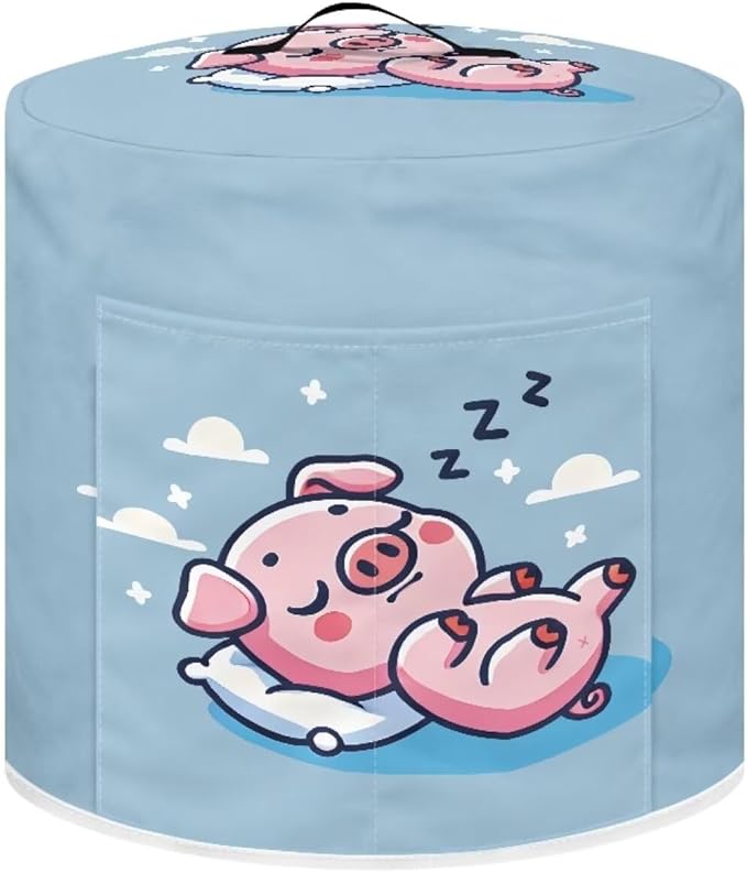 Xoenoiee Cute Pig Blue Pattern Pressure Cooker Cover for Instant Pot, Kitchen Appliance Dust Cover with Pockets for Rice Cooker Air Fryer Slow Cooker, for 3 Qt Pot