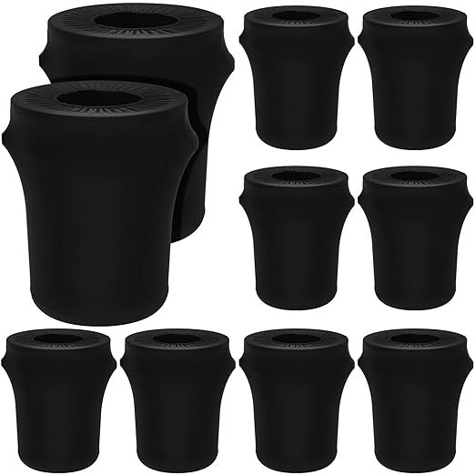 Tanlade 32 Gallon Stretch Trash Can Spandex Cover Outdoor Waste Garbage Can Spandex Covers for Indoor Kitchen Outdoor Round Waste Container Bin, Without Trash Bin(Black,10 Pcs)