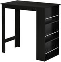 HOMCOM Modern Bar Table Counter Height Dining Table with 3 Storage Shelves for Kitchen, Dining Room, Living Room, Black
