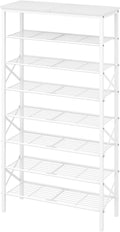 8 Tier Shoe Rack, Shoe Storage Organizer, Large Capacity Shoe Shelf Holds 32 Pairs of Shoes, Sturdy and Stable, for Entryway, Hallway, Closet, Dorm Room, White SS08WW