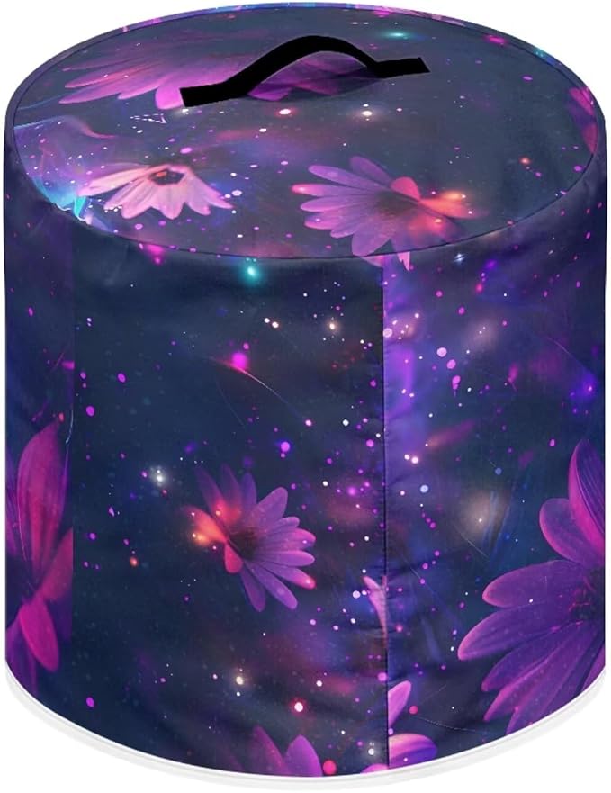 Dust-proof Kitchen Appliance Protector Cover 6 Quart Pressure Cooker/Air Fryer/Rice Cooker Cover with Top Handle and Storage Pocket Purple Flowers Print Home Kitchen Decorations