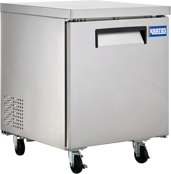 Kratos Commercial Undercounter Freezer, 1 Door 27" Wide All Stainless Steel Mobile Freezer for Restaurants, 5.5 Cubic Ft, 115V (67K-304)