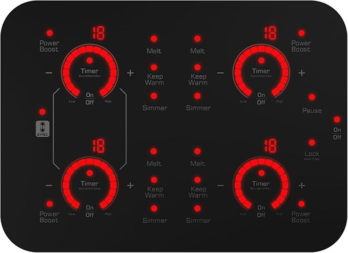 Empava 30 Inch Built-in Induction Cooktop 4 Burner, Bridge-SYNC, Auto RapidHeat, 3 Preset Modes, Pan Sensor, Hardwired 208~240V, 40A, Black Vitro Ceramic Glass