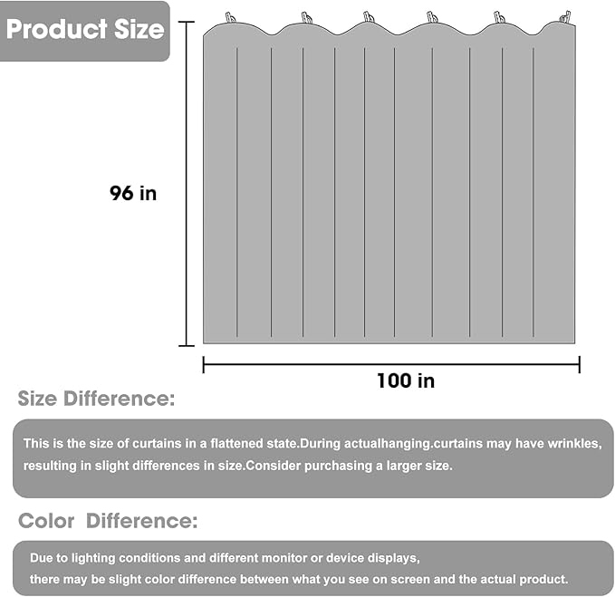 Room Divider Blackout Curtain Track Curtains Wall Dividers Panels Screen for Living Rooms Bedroom Office Privacy Partition Separation, W100 × L96 Inch,1 Panel, Light Grey
