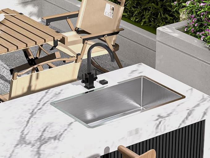 30 inch Undermount Handmade 18 Gauge Single Bowl Stainless Steel Kitchen Sink with Accessories