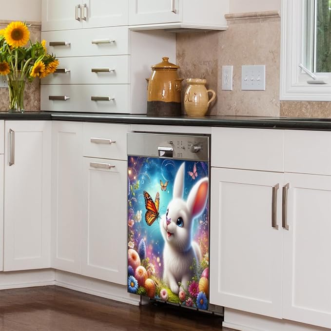 Dishwasher Magnet Cover Happy Easter124 Front Dishwasher Cover Decoration Reusable Magnetic Door Cover Panel Decal Home Appliances Stickers Kitchen Refrigerator Fridge 23"x26"