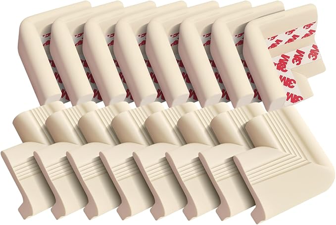 Baby Proofing Corner Guards 16 Pack White, Extra Thick Foam Edge Protectors for Table and Furniture, Pre-Taped Adhesive Bumpers, Heavy-Duty Safety for Kids and Toddlers