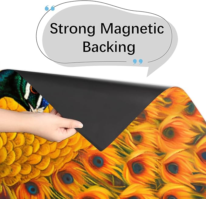 Peacock Sunflower Bright Dishwasher Magnet Cover, Reusable Refrigerator Panel Stickers Microwave Front Door Covers Magnets for Kitchen Home Appliances Holiday Party Decorations 23 X 26 in