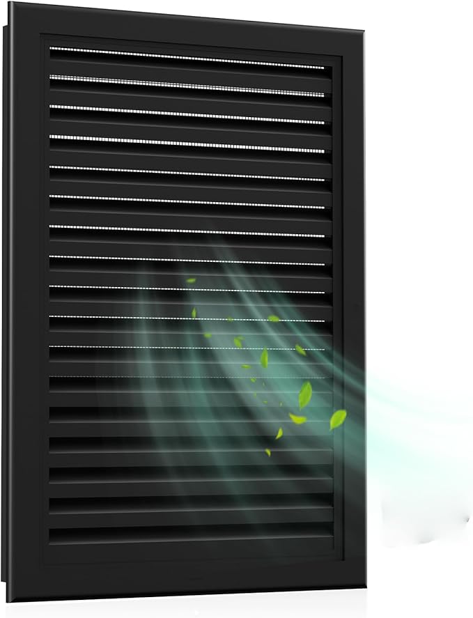 12" X 18" Gable Vent Aluminum Gable Vents for Houses Attic Vent Shed Vents Cover Exterior with Screen Mesh Alloy Wall Vent Ventilation for Home Garage Attic Ceiling - Vent Opening: 10" x 16" Black