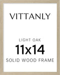 Vittanly 11x14 Picture Frame, Solid Wood Frame with Plexiglass, Includes 8x10 Mat, Wall Hanging for Photos, Home Decor, Light OAK, 1 Pack