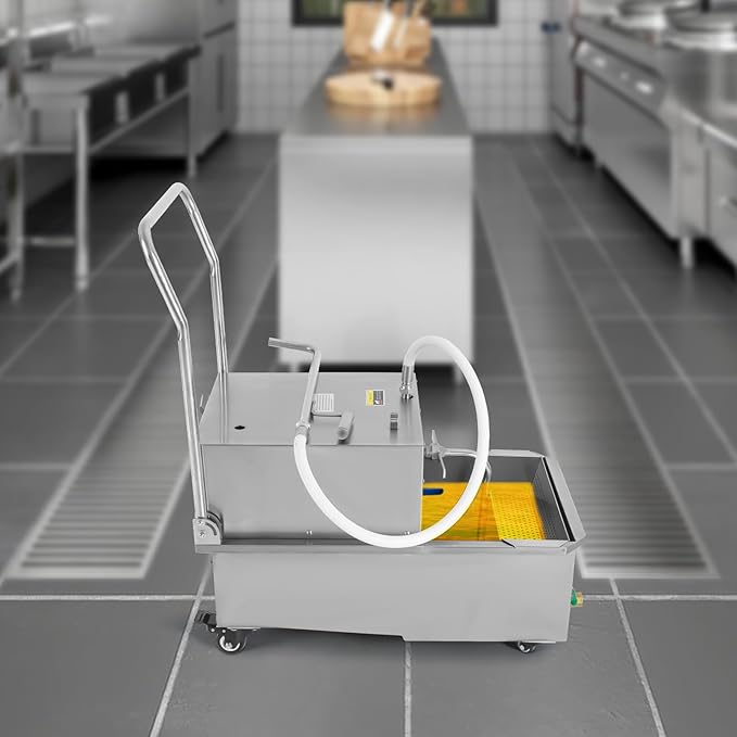 Mobile Fryer Filter Machine, 550W 14.53 Gallon Oil Filter Cart with 8.45Gal/min Oil Filtration Speed Oil Filtration System for Restaurant Burger Stores