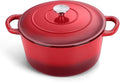 TeamFar 3qt Dutch Oven, Small Enameled Cast Iron Dutch Oven Pot with Lid, For Bread Baking/Stewing/Braising/Frying, Various Stoves & Oven Safe, Non-stick & Easy Clean, Red