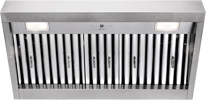 Akicon Range Hood Insert 36 Inch, Ultra Quiet, Powerful Suction Built-in Kitchen Vent Hood, Stainless Steel Ducted Stove Hood with Dimmable LED Lights Warm White, 4-Speed 600CFM