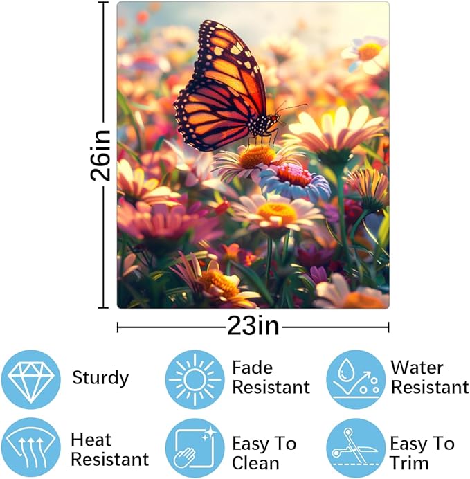 Butterfly Beautiful Flowers Dishwasher Magnet Cover, Reusable Refrigerator Panel Stickers Microwave Front Door Covers Magnets for Kitchen Home Appliances Holiday Party Decorations 23 X 26 in