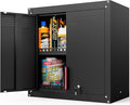 30" Garage Wall Cabinet, Metal Wall Cabinet with Lock & Adjustable Shelf,Heavy-Duty Black Garage Storage Cabinet,Ventilated Metal Wall Cabinets for Workshop & Tools