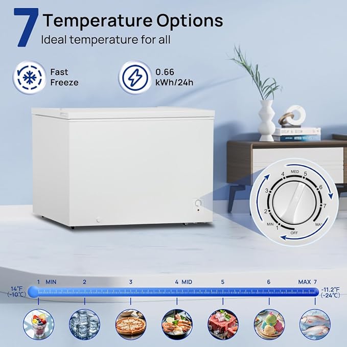 Smad Chest Freezer 10.5 cu.ft Mechanical Control with Removable Basket Top Open Door Deep Freezer, 14℉ -11.2℉, Free Standing, White