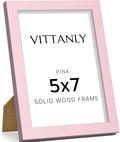Vittanly 5x7 Picture Frame, Solid Wood Frame with Plexiglass, Includes 4x6 Mat, Wall Hanging or Tabletop for Home Decor, Pale Pink, 1 Pack