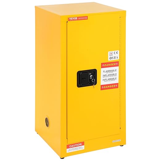 VEVOR Flammable Cabinet 18" x 18" x 35", Galvanized Steel Safety Cabinet, Adjustable Shelf Flammable Storage Cabinet, for Commercial Industrial and Home Use, Yellow: Industrial & Scientific