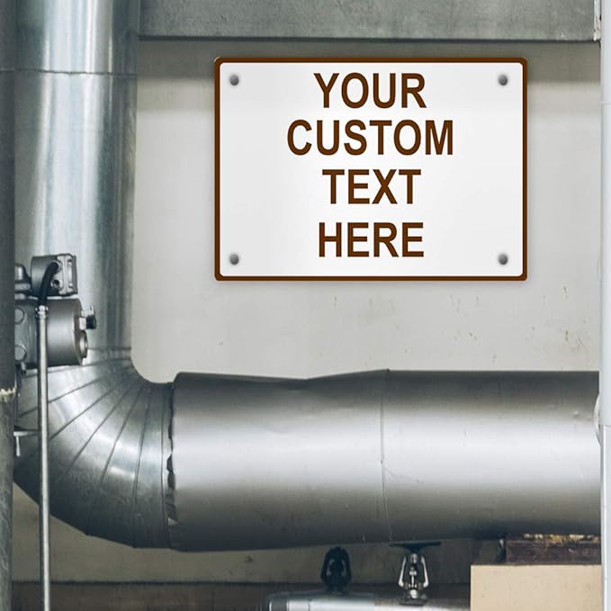 Aluminum Weatherproof Metal Sign Multiple Sizes Custom Personalized Text Here White Brown Recreational Horizontal Street Signs 14x10Inches