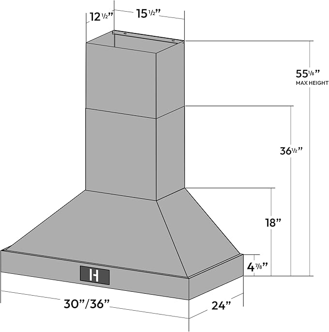 36 Inch Professional Range Hood, 1000 CFM Wall Mount Vent Hood with Efficient, Ultra-Quiet Multi-Speed DC Motor, LED Lights - Stainless Steel
