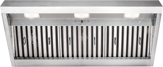 Akicon Range Hood Insert 42 Inch, 1200 CFM Built-in Kitchen Hood with 4 Speeds, Ultra-Quiet Stainless Steel Ducted Vent Hood Insert with Dimmable LED Lights and Dishwasher Safe Filters (Warm White)