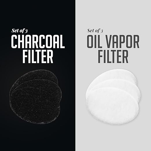 OVENTE Charcoal and Oil Vapor Replacement Filter Set Compatible with 2L Electric Deep Fryer FDM2201BR, 3-Pack Odor-Reducing Filters for Cleaner, Safer Home Frying, Black & White ACPFDM2203