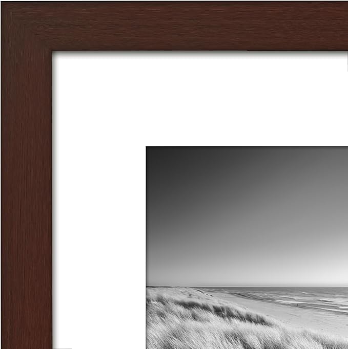 Americanflat 8x10 Picture Frame with Polished Plexiglass - Set of 5 - Use as 5x7 Frame with Mat or Display 8x10 Photo Without Mat - Galleria Collection - Picture Frames for Tabletop or Wall - Mahogany