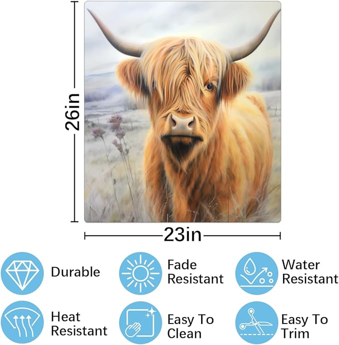 Dishwasher Magnet Cover Highland Cow Refrigerator Covers Magnetic Sheet Sticker Farmhouse Kitchen Decorative Home Cabinet Decals Appliances Stickers, 23x26 inch