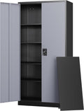 Letaya Metal Garage Storage Cabinets with Lock Door and Adjustable Shelves, Steel Tool Cabinets for Home,Office,Warehouse Organisieren (Black Grey, 72" H)