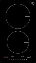 K&H Dual Induction Cooktop - 12 Inch Portable Electric Stove Top with 9 Heating Levels - 220V, 3100W Built-in Ceramic Glass Portable Induction Cooktop - Touch Control, Timer & Child Lock, INDV-3102