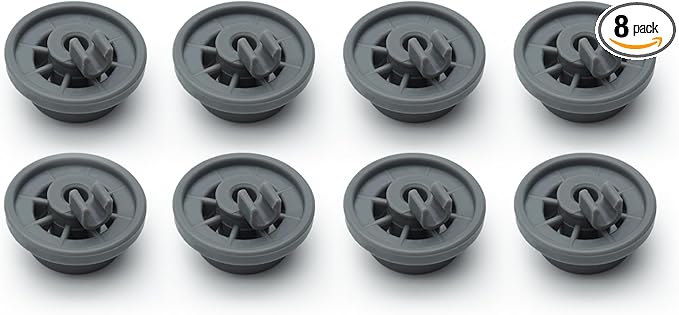 12004485 Dishwasher Lower Rack Wheel for Bosch Kenmore Thermador Gaggenau Dishwashers, Replacement Lower Dish Rack Wheel and Axle Assembly, 12029919 10004343 00617087, Pack of 8