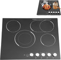 4 Burners 24” Electric Cooktop, 3400W Electric Stovetop, Built-in Induction Stove Top for Home Kitchen, Stainless Steel Glass Ceramic Cooktop with Child Lock