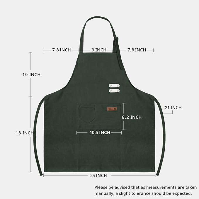 Vinchef New Soft Canvas Apron, Adjustable Neck Strap, Large Pocket, Unisex Kitchen Apron, Cooking Aprons for Women and Men