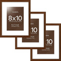 Homeforia 8x10 Picture Frame Brown, High End Dark Oak 8 x 10 Walnut Wooden Frames with Mat 5 by 7 Photo, 8x10 Wood Frame Matted to 5x7 Print, Wall or Tabletop Frame, Tempered Glass, Wall Kit, Set of 3