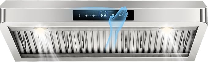 36 inch Under Cabinet Range Hood 1200 CFM with 4-Speed Gesture Sensing & Touch Control, Stainless Steel Kitchen Stove Vent Hoods with 2 LED Lights, Time Setting, Dishwasher-Safe Baffle Filters