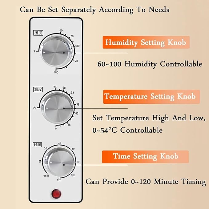 Electric Dough Proofer, Large Capacity Bread Proofing Box, Humidity & Temperature Adjustable, 0-120min Timing, Fermentation Tank Proofing Box, for Baking (S)