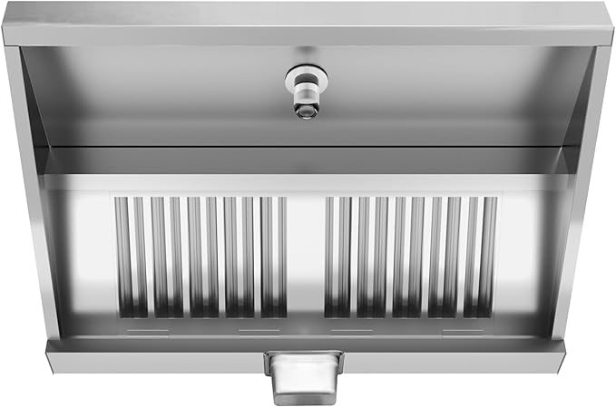 Commercial Exhaust Hood 4 FT Stainless Steel Concession Trailer With 2 Removable Filters, Grease Cup and Light, Rust Resistant Vent for Restaurant Kitchen, NSF Listed