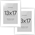 Homeforia 13x17 Picture Frame Silver, High End Metal 13x17 Frames with Mat 10x14 for Photo, 13 x 17 Silver Poster Frame Matted to 10 x 14 Print, 17x13 Hanging Frame, Tempered Glass, Wall Kit, Set of 2