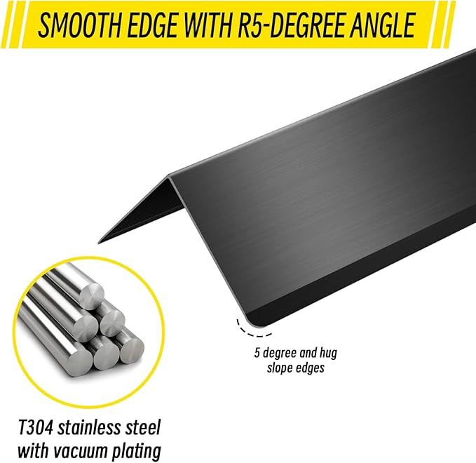 Steel Corner Guards 2 x 2 x 48” Metal Protector, 10 Pack Metal Wall Corner Protector T304 Stainless Steel Wall Molding Trim (Black)