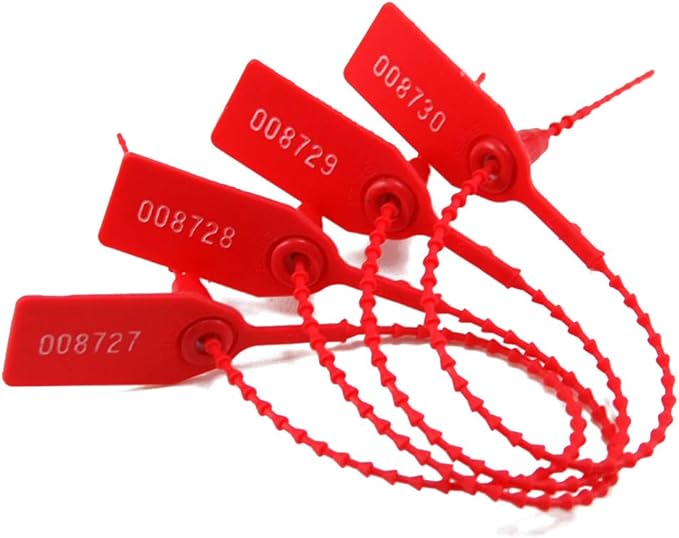 Security Seal, Numbered Zip Ties for Fire Extinguisher Pull Tite Tamper Proof Tags Self Locking Plastic Label 250mm Pack of 1000 (Red)