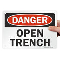 SmartSign "Danger - Open Trench" Sign | 7" x 10" Plastic