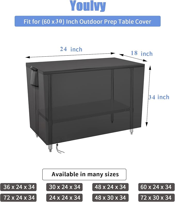 Outdoor Prep Table Cover 24 Inch, Waterproof Fadeproof UV Resistant Patio Stainless Steel Metal BBQ Table Cover All Season Protection for Outdoor Table 500D - 24 X 18 X 34 Inch