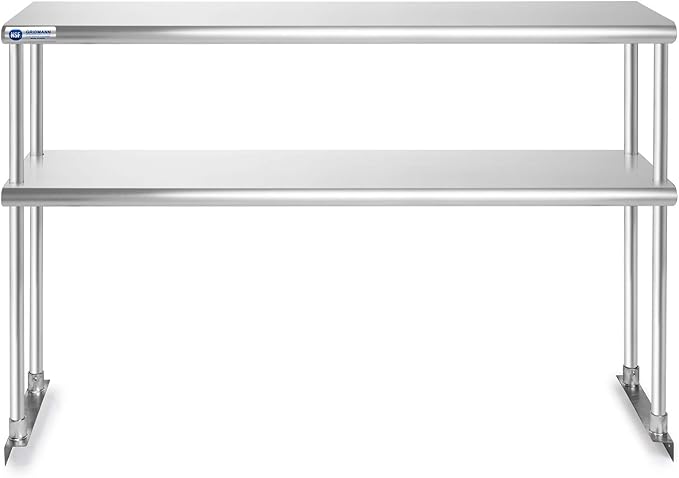 GRIDMANN NSF Stainless Steel Commercial Kitchen Prep & Work Table Plus A 2 Tier Shelf - 48 in. x 12 in.