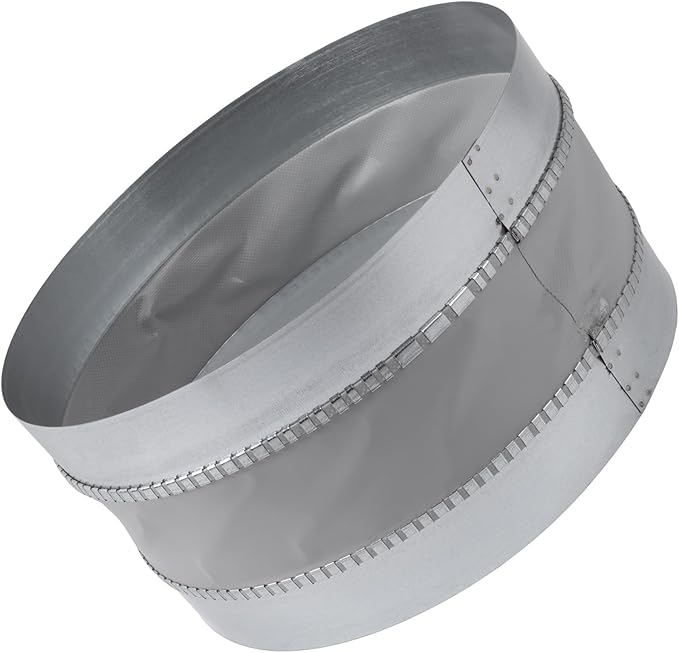 Vent Systems 12" Inch Flexible Vibration-Reducing Duct Connector – Round Galvanized Steel Vent Hose Adapter, Male-End Spiral Duct, Pipe Extender, HVAC Ventilation Fittings - Inline Duct Work Coupler