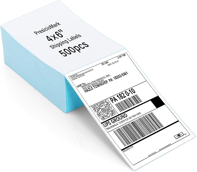 500 Fanfold 4" x 6" Direct Thermal Labels Shipping Labels with Perforated Line,Commercial Grade,Permanent Adhesive for Rollo, Zebra, Jadens, Nelko, Munbyn, Phomemo