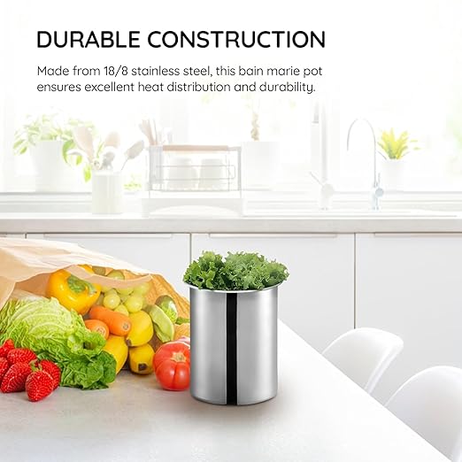 OCS Parts 3-Pack 1.25 Quart Bain Marie Pot | 5.75" x 3.75" Stainless Steel Pot for Warm or Cold Food, Sauces, Soups, or Organizing Cooking Utensils