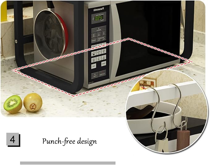 Microwave Storage Rack Microwave Oven Rack Kitchen Storage Shelf Kitchen Organiser Shelf Island Shelf for Oven Toaster Stand White, Black